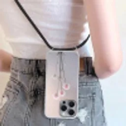 Bloemen - Bollen - Roze Hoesje iPhone 16 Pro Max met koord klein -sfeer5