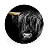 Schotse hooglander - Goud - Vacht - Dieren - Koe Wandcirkel aluminium klein -3d