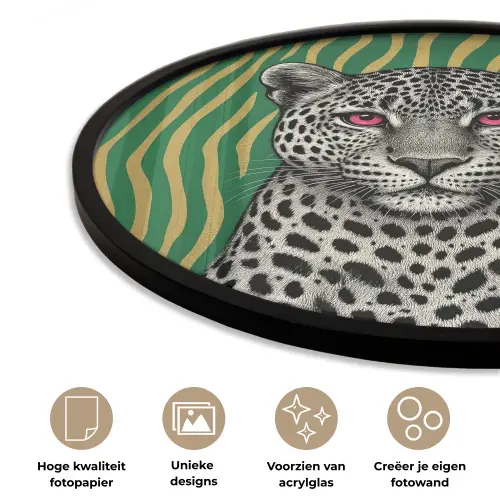 Panter - Zebrapatroon - Groen Fotolijst rond zonder passe partout klein -closeup_NL