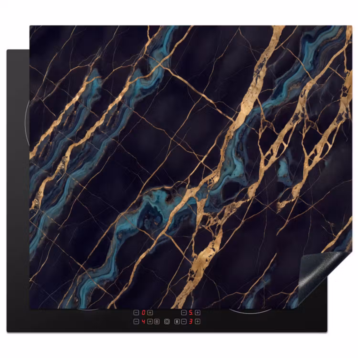 Inductie beschermer - Abstract - Gouden lijnen - Kunst - Modern - Zwart
