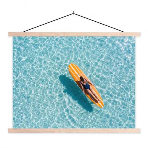 Surfboard - Water - Badpak - Oranje textielposter latten blank klein -3d