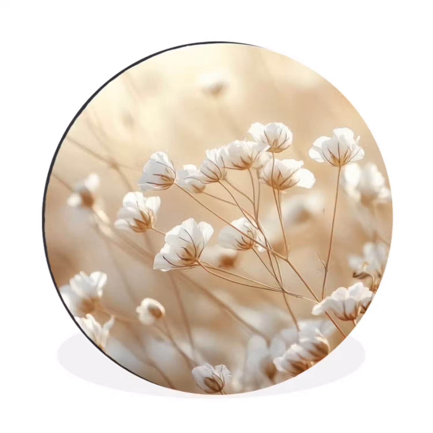 Wandcirkel - aluminium - Wilde - Bloemen - Wit