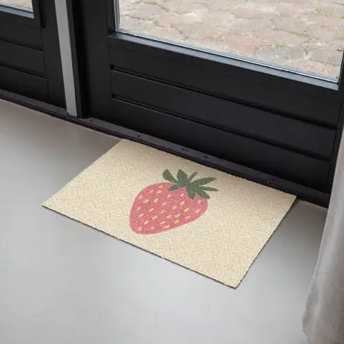 Aardbei - Minimalistisch - Rood - Fruit Deurmat klein -sfeer2