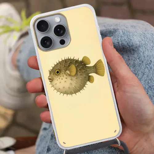 Stekels - Vis - Opgeblazen - Bruin Hoesje iPhone 16 Pro Max met koord klein -sfeer3