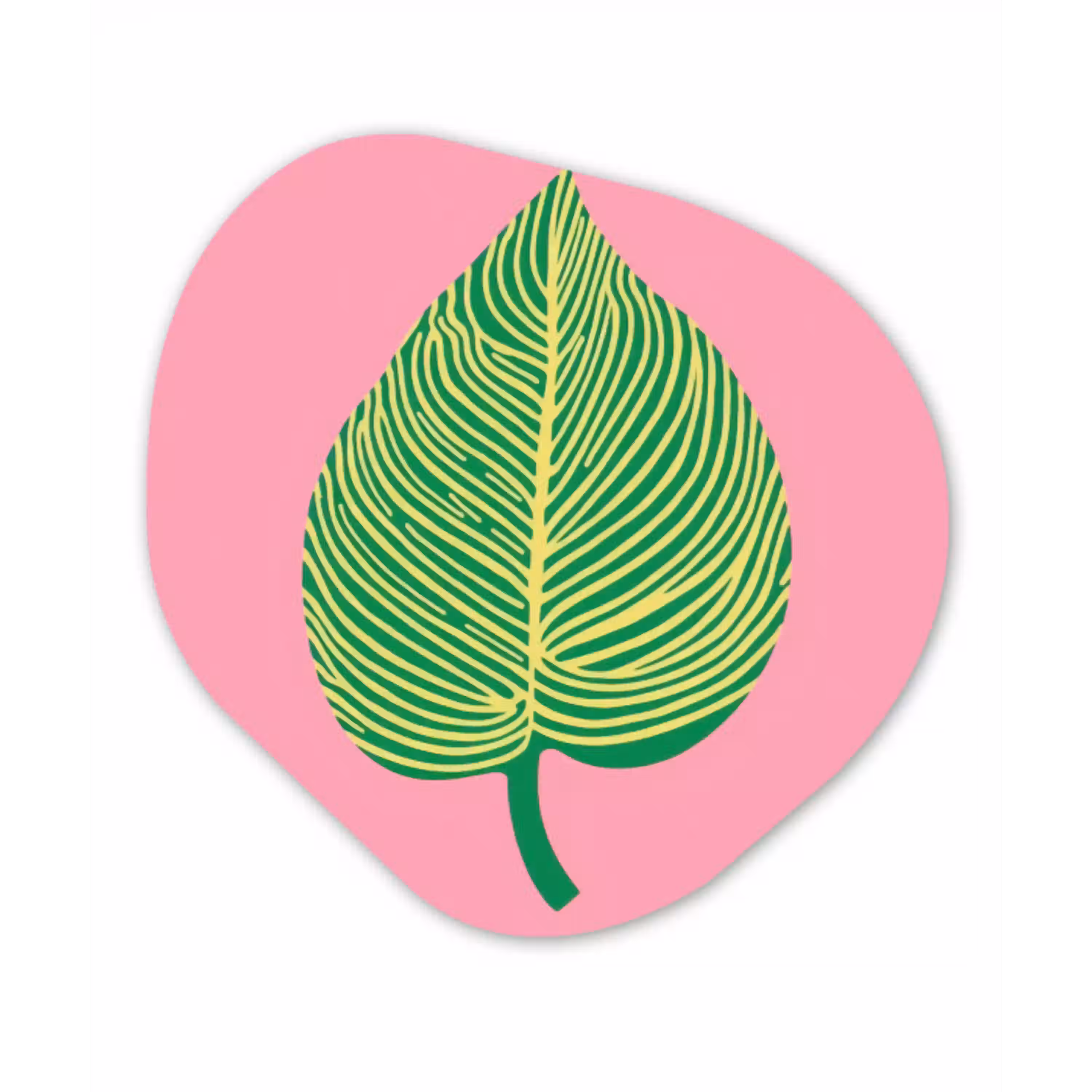 Illustratie - Blad - Minimalistisch - Groen Wandcirkel Organisch Plexiglas middel -3d