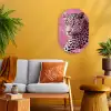 Panter - Luxe - Roze Wandcirkel Ovaal Forex klein -sfeer4