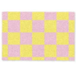 Schaakbord patroon - Geel - Roze - Blokjes Deurmat klein -zkaufland3d