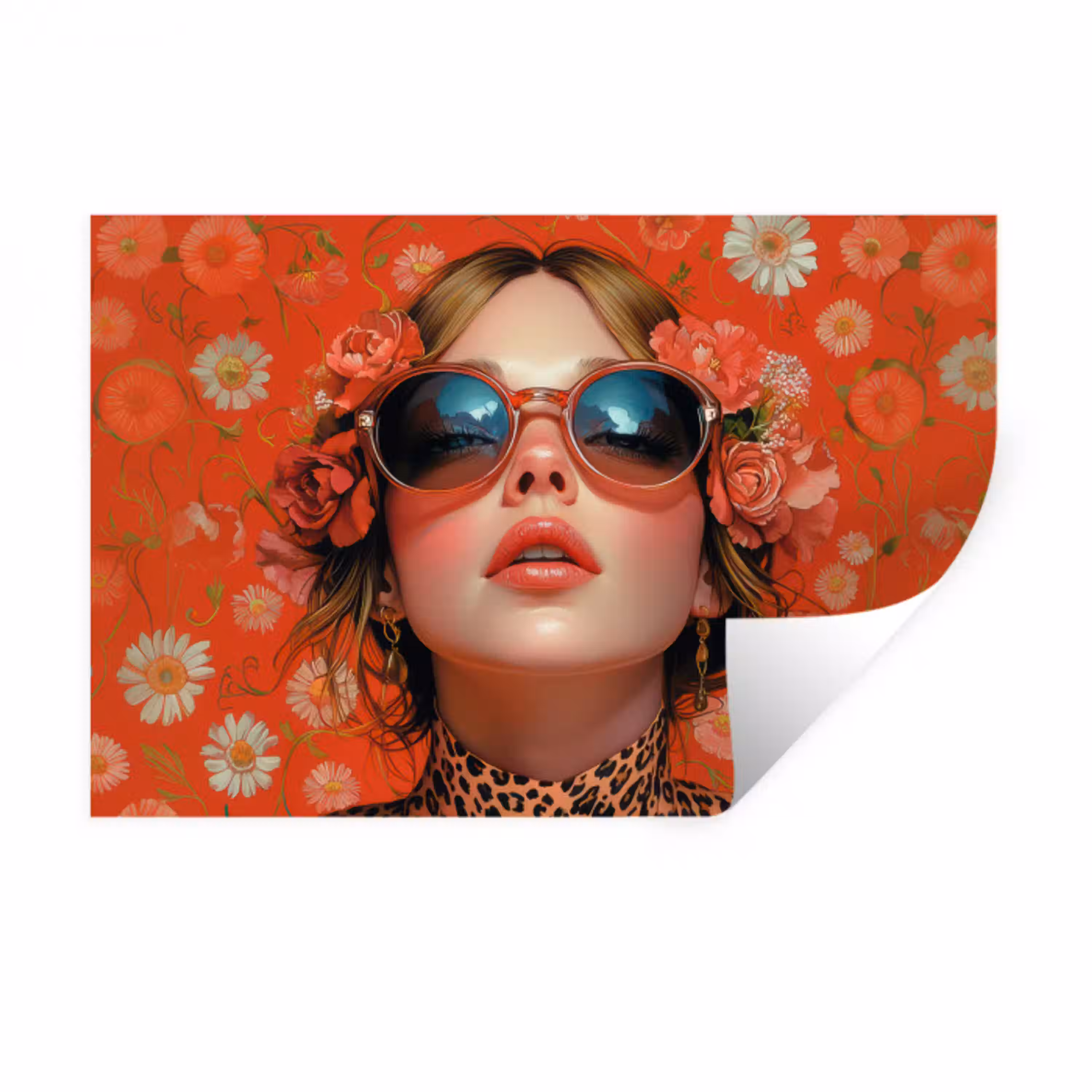 Vrouw - Kleurrijk - Dierenprint - Bloemen Muursticker klein -3d
