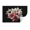 Bloemen - Roze - Zwart - Flora - Botanisch Muursticker klein -3d