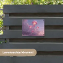 Kwallen - Roze - Wolken tuinposter los doek klein -sfeer3