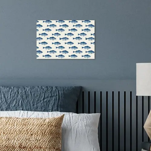 Vis - Patroon - Blauw poster papier klein 62 -sfeer2