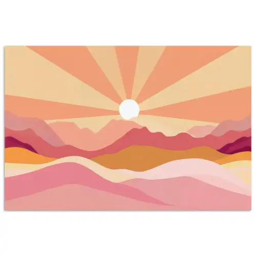 Bergen - Abstract - Zonnestralen - Roze poster papier klein -3d