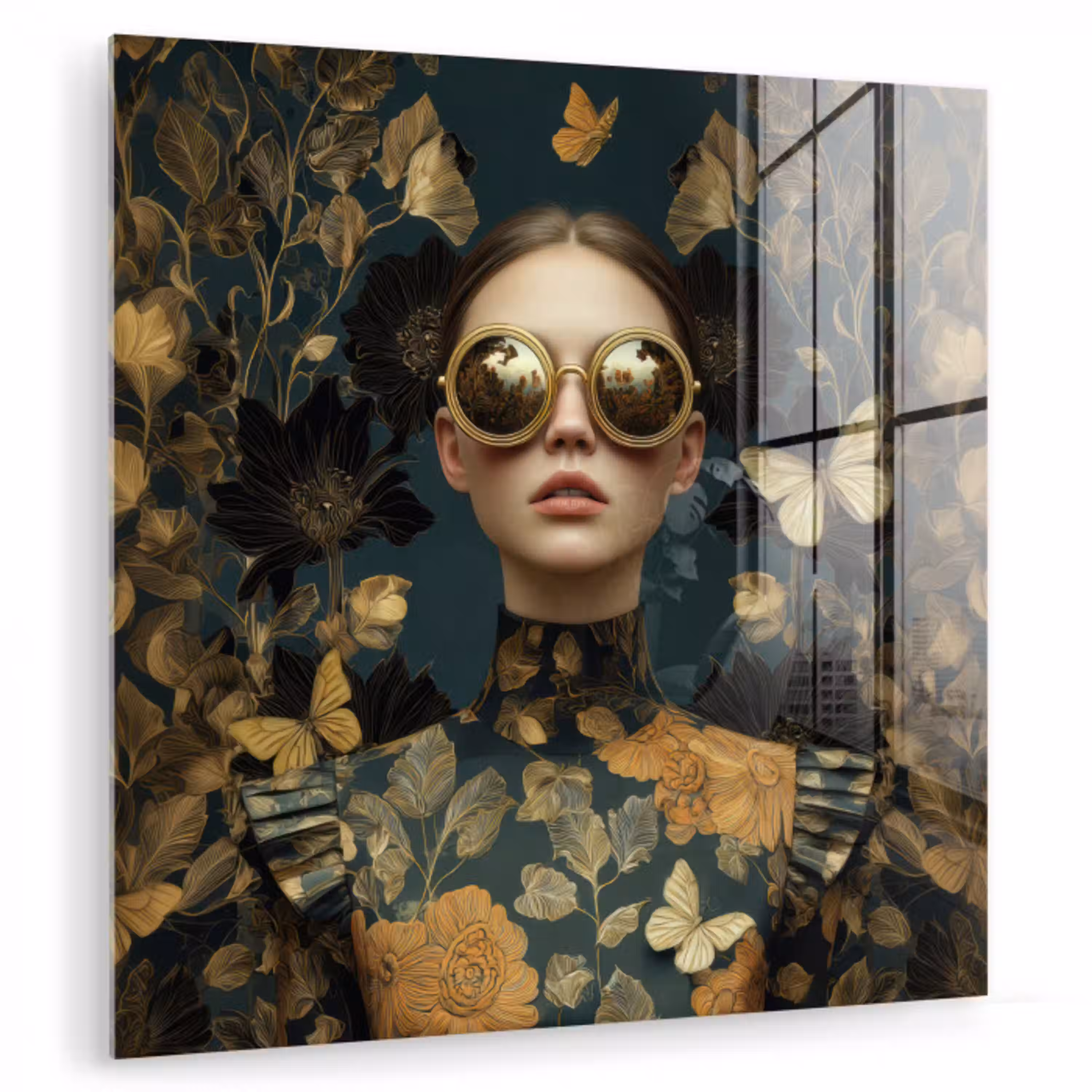 Vrouw - Bladeren - Goud - Vlinders plexiglas 5mm klein -zzzproduct_nieuw