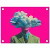 Man - Pak - Wolk - Roze tuinposter los doek klein -3d