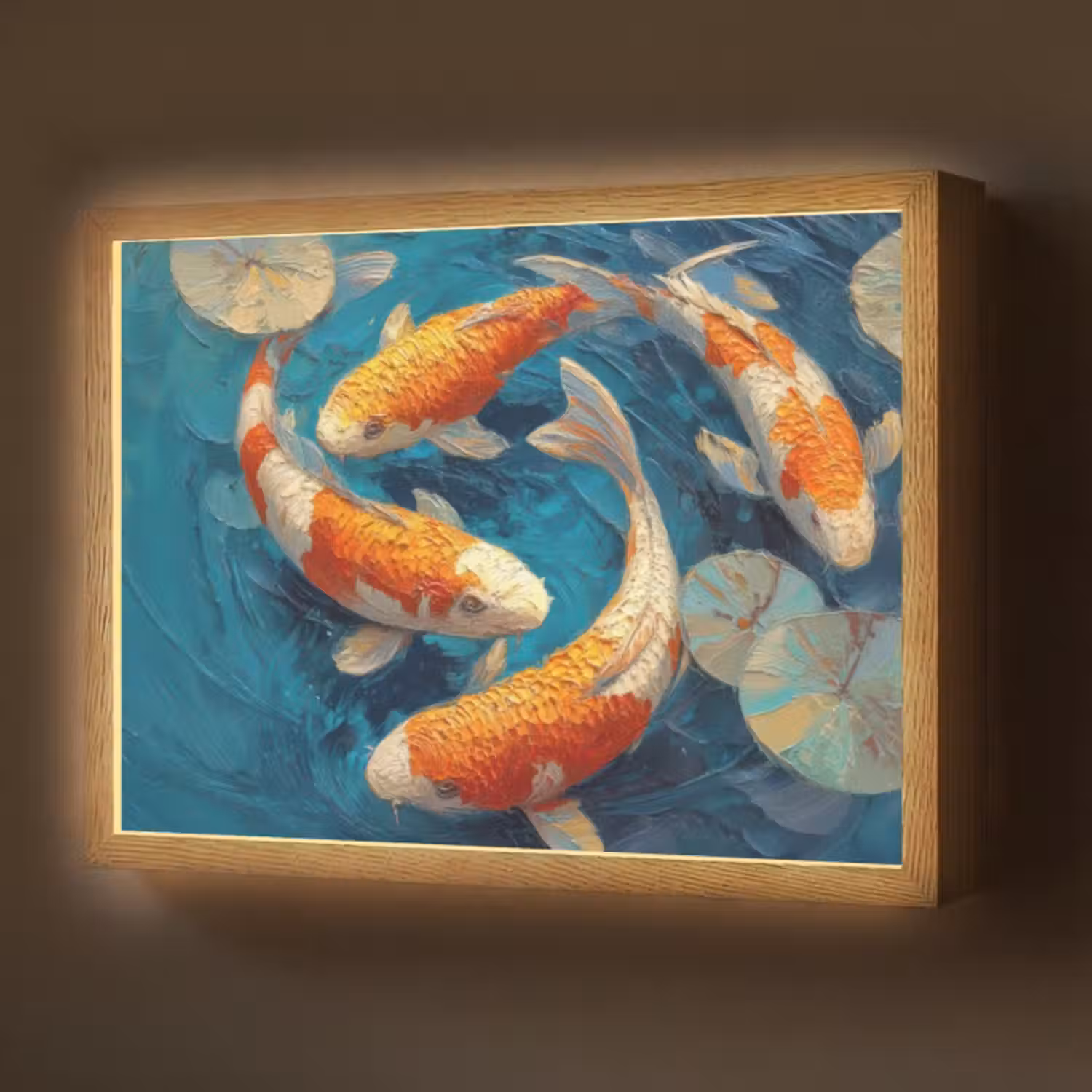 Lightbox - Wandlamp - Vissen - Waterlelies - Oranje - Water
