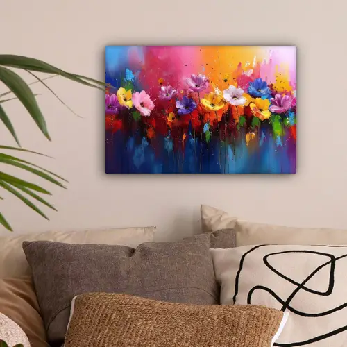Fantasiebloemen - Verf - Speels canvas 2cm klein -sfeer1