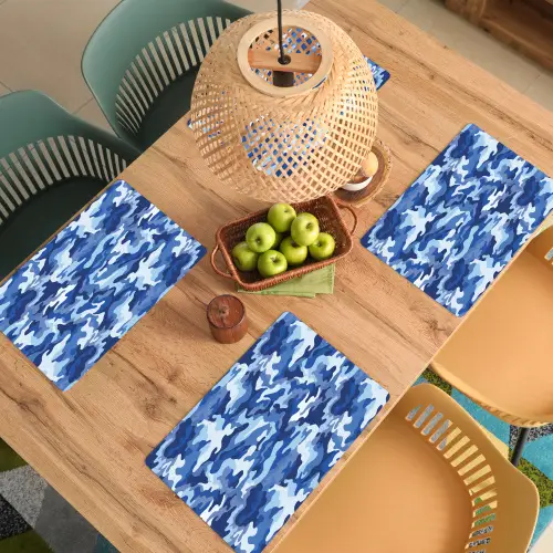 Blauw - Camouflage - Golvend Placemat vinyl groot 368 -zzsfeer5_Kitchenyeah-website