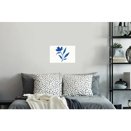 Bloem - Blaadjes - Minimalistisch - Blauw Muursticker klein -slaapkamer