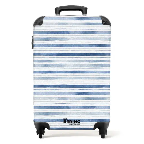 Strepen patroon blauw NBS - Handbagage koffer - Volwassenen Unisex middel -productfoto_recht