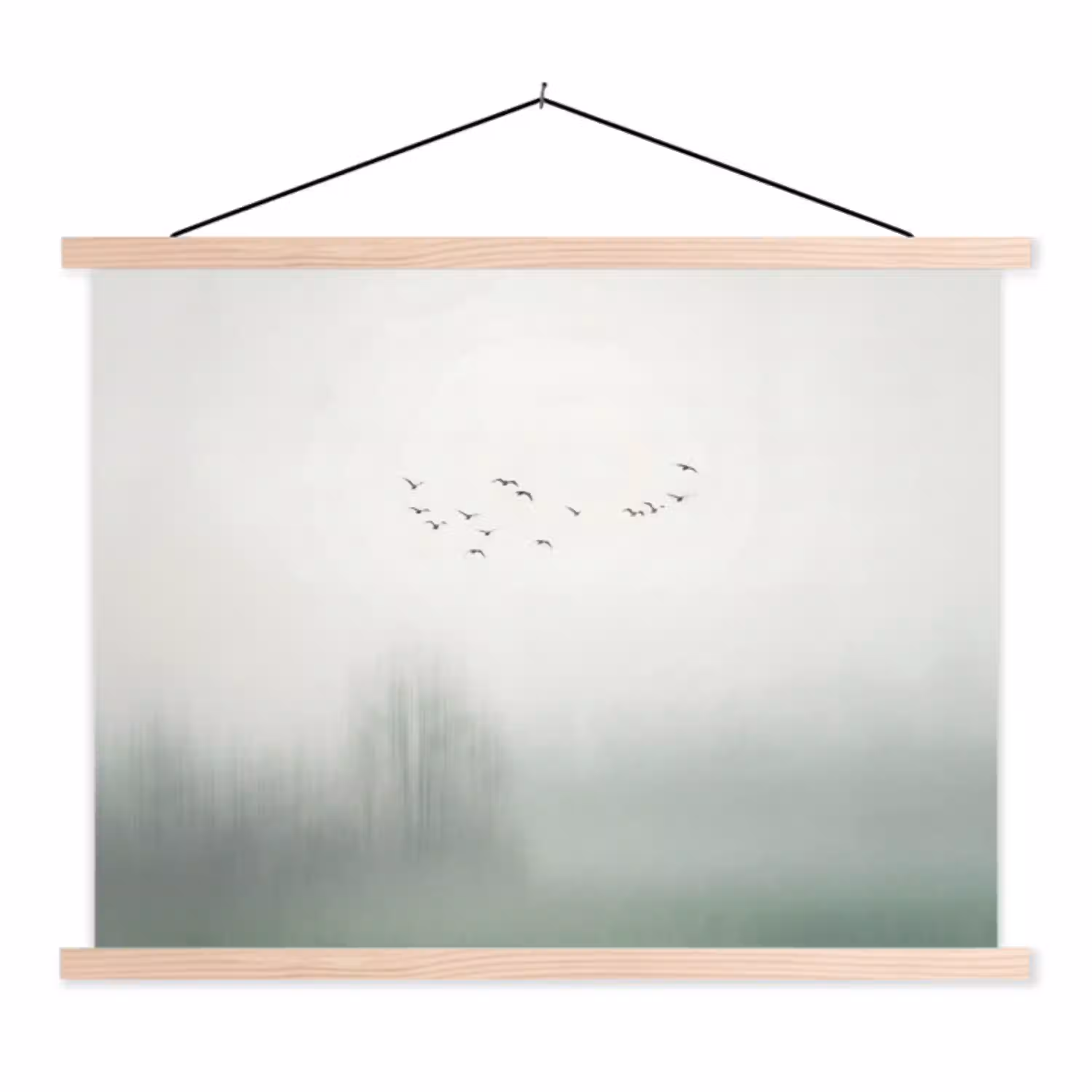 Vogel - Vlucht - Natuur - Minimalistisch textielposter latten blank klein -3d