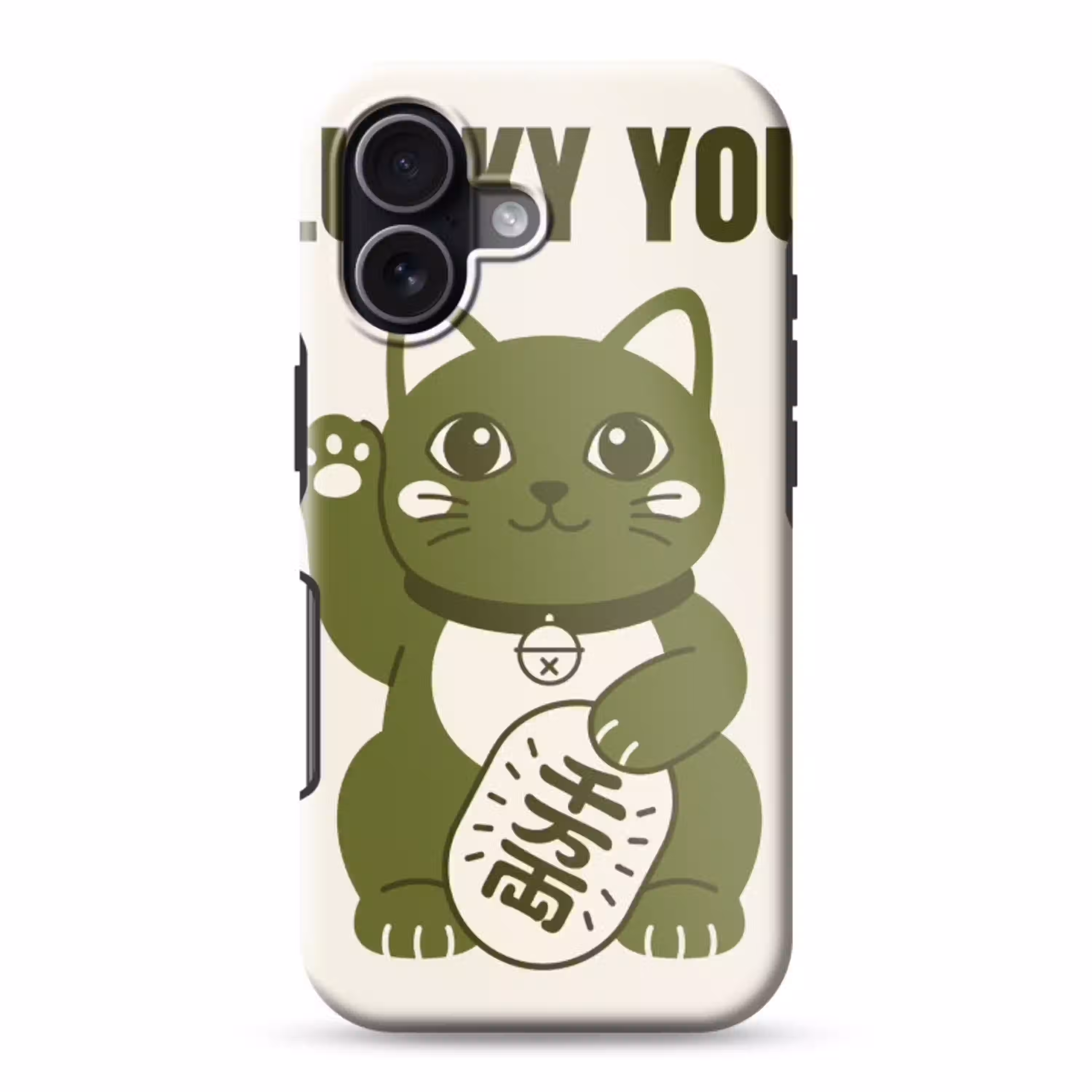 Kat - Geluk - Dieren - Modern - Groen Toughcase MagSafe Apple iPhone 17 klein -3d