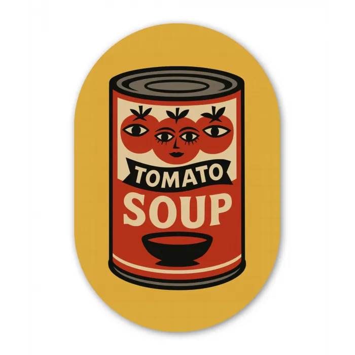 Tomatensoep - Gezichtje - Illustratie - Rood Wandcirkel Ovaal Glas middel -3d