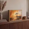 Boom - Landschap - Oranje Light Box met batterij (Wandlamp) middel -sfeer2
