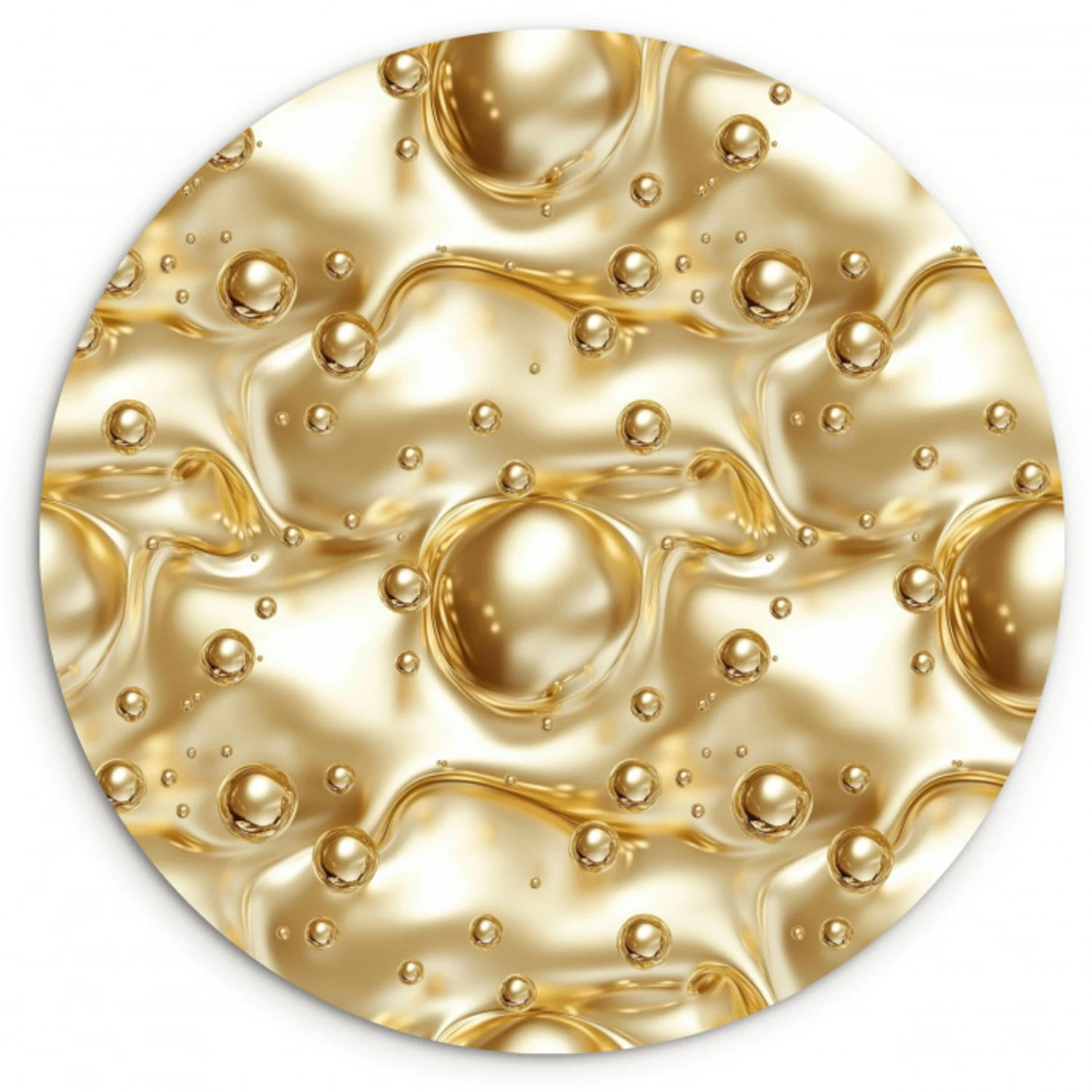 Vloeibaar - Druppels - Goud Wandcirkel kunststof plaat 5mm dik klein 188 -3d