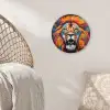 Leeuw - Graffiti - Dieren - Zwart Wandcirkel kunststof plaat 5mm dik klein -sfeer5