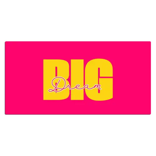 Dream big - Roze - Geel - Minimalistisch Muismat XXL klein -3d_leeg