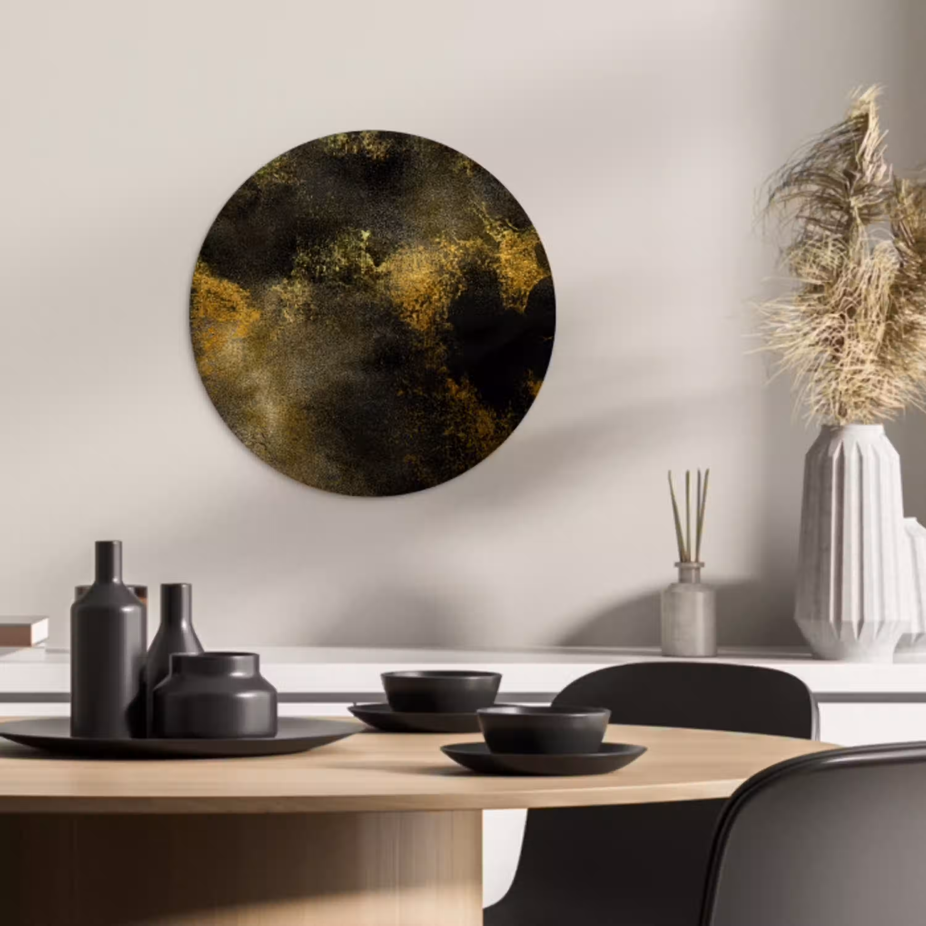 Gouden texturen KitchenYeah - Keuken - Wandcirkel Forex klein -sfeer2