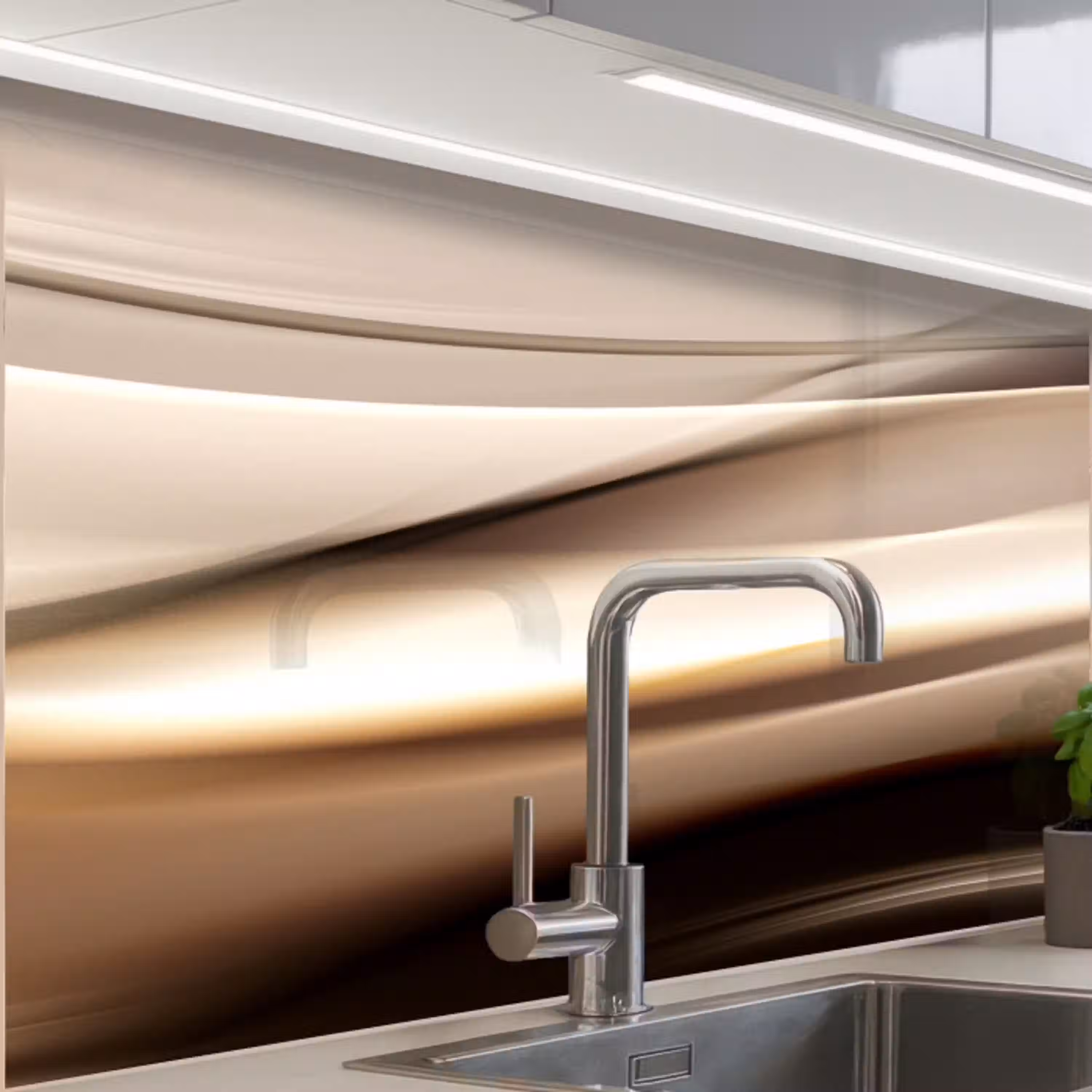 Golven - Abstract - Warm Beige keuken achterwand 2 middel -zzzz3d_schuin