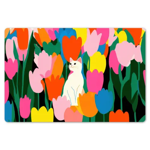 Tulpen - Kat - Kleurrijk Placemat vinyl groot -zzsfeer1_Kitchenyeah-website
