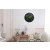 Wereldkaart - Mos -Levendig effect Wandcirkel aluminium klein -woonkamer