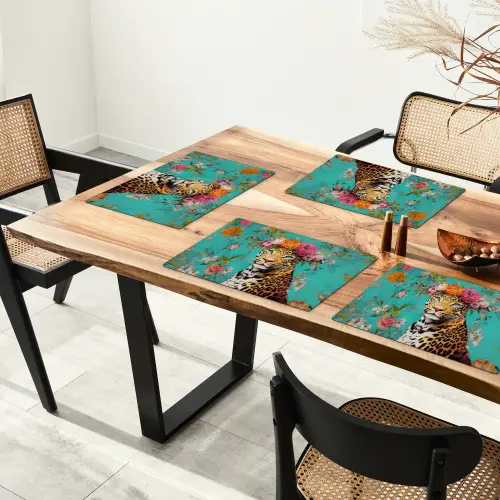 Luipaard - Bloemen - Kroon Placemat vinyl groot -zzsfeer4_Kitchenyeah-website
