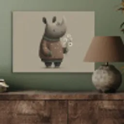 Neushoorn - Witte bloemen - Lief PET vilt klein -sfeer2