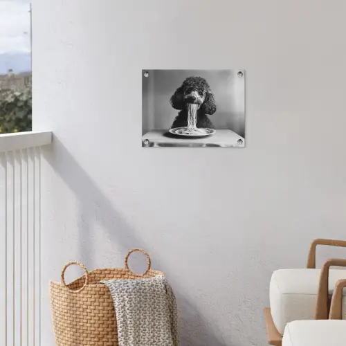 Poedel - Hond - Zwart - Wit - Schattig - Pasta tuinposter los doek klein -sfeer8