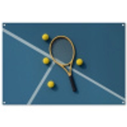 Tennisracket - Bal - Blauw - Veld tuinposter los doek groot -3d