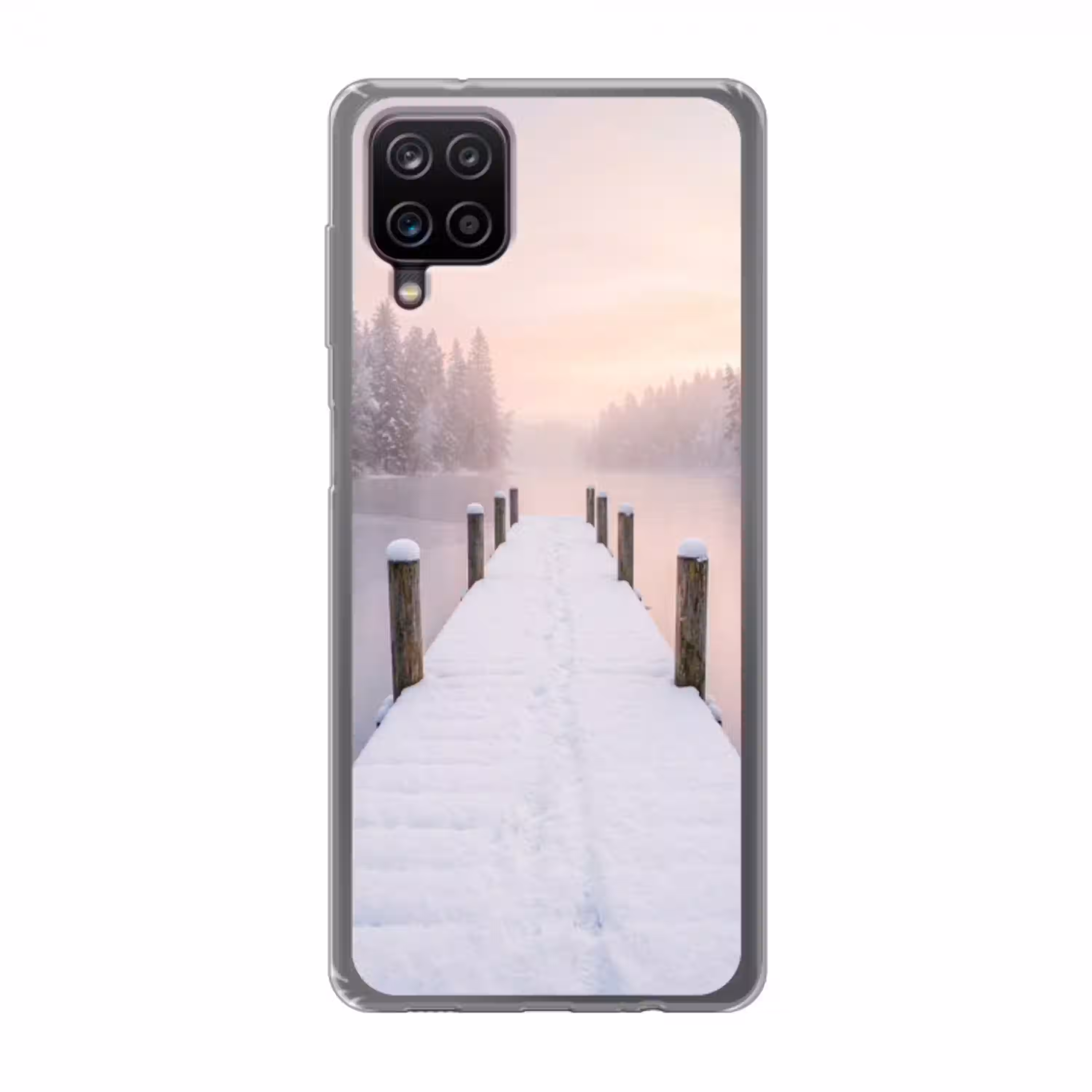 Steiger - Meer - Mist - Winter - Serene Telefoonhoesje Samsung Galaxy A12 klein -3d
