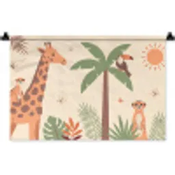 Dieren - Tropisch - Safari - Kleurrijk Wandkleed katoen klein -zz3d