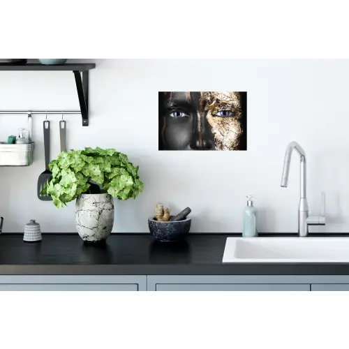 Vrouw - Bladgoud - Zwart - Goud - Luxe Muursticker klein -keuken