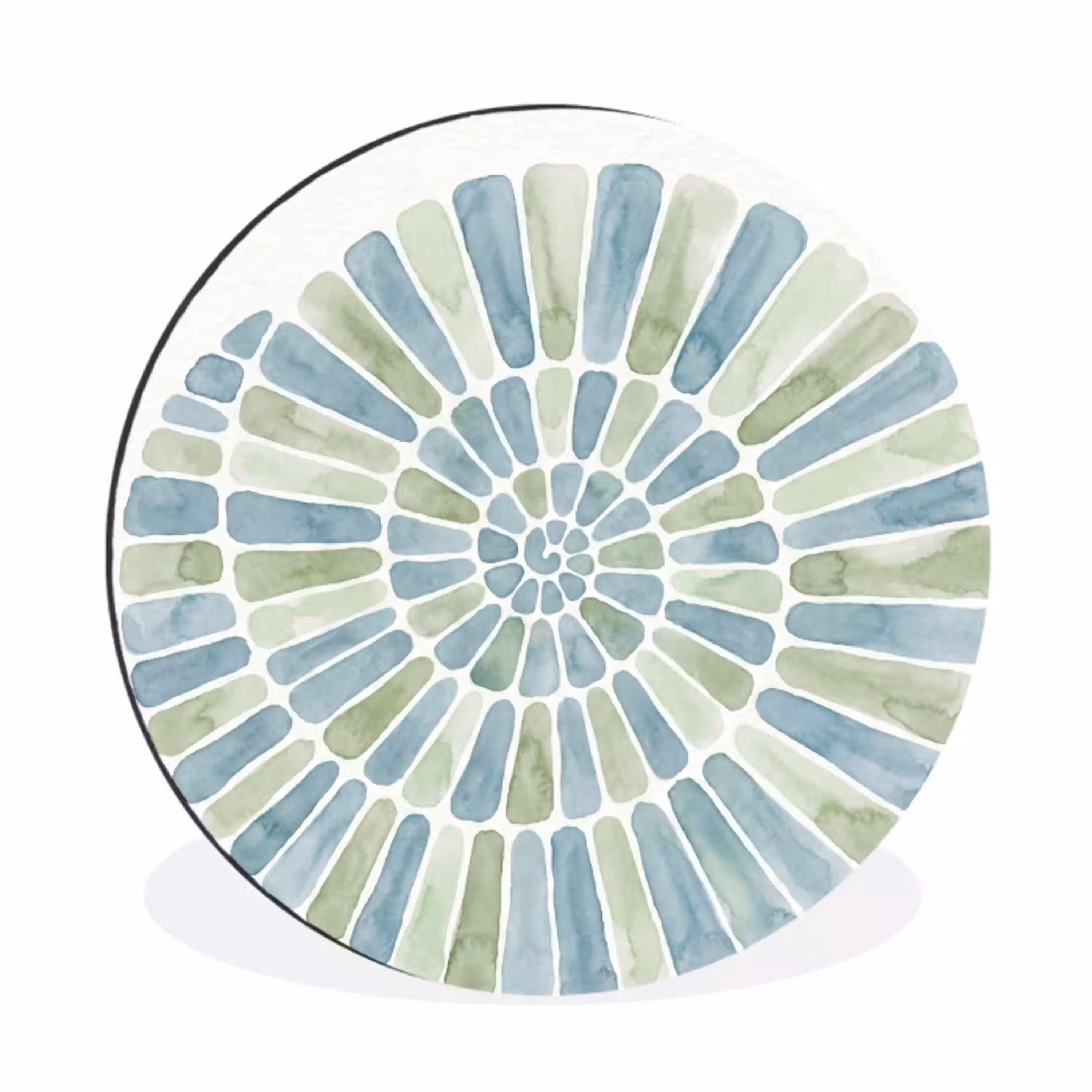 Abstract - Spiraal - Patroon - Modern - Blauw-Groen Wandcirkel aluminium klein -3d