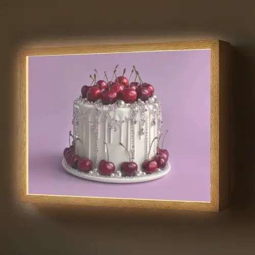 Taart - Kersen - Juwelen - Rood Light Box met batterij (Wandlamp) middel -z3d_website
