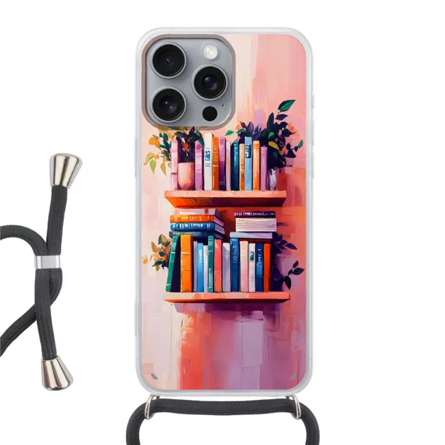 Telefoonhoesje met koord - Planken - Boeken - Bladeren