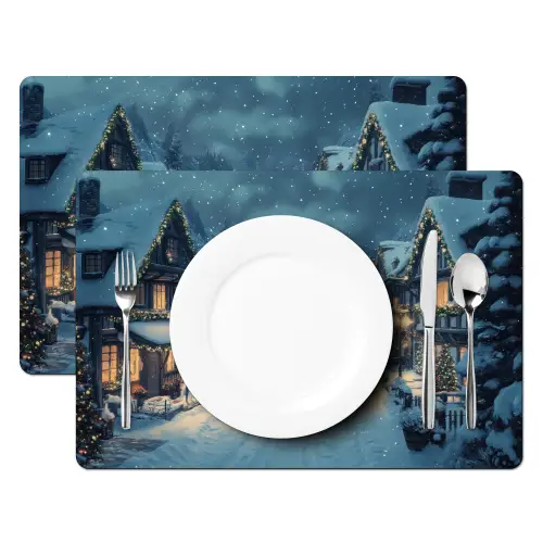 Kerstdorp - Kerst - Sneeuw - Winter Placemat vinyl groot -zzsfeer2_Kitchenyeah-website