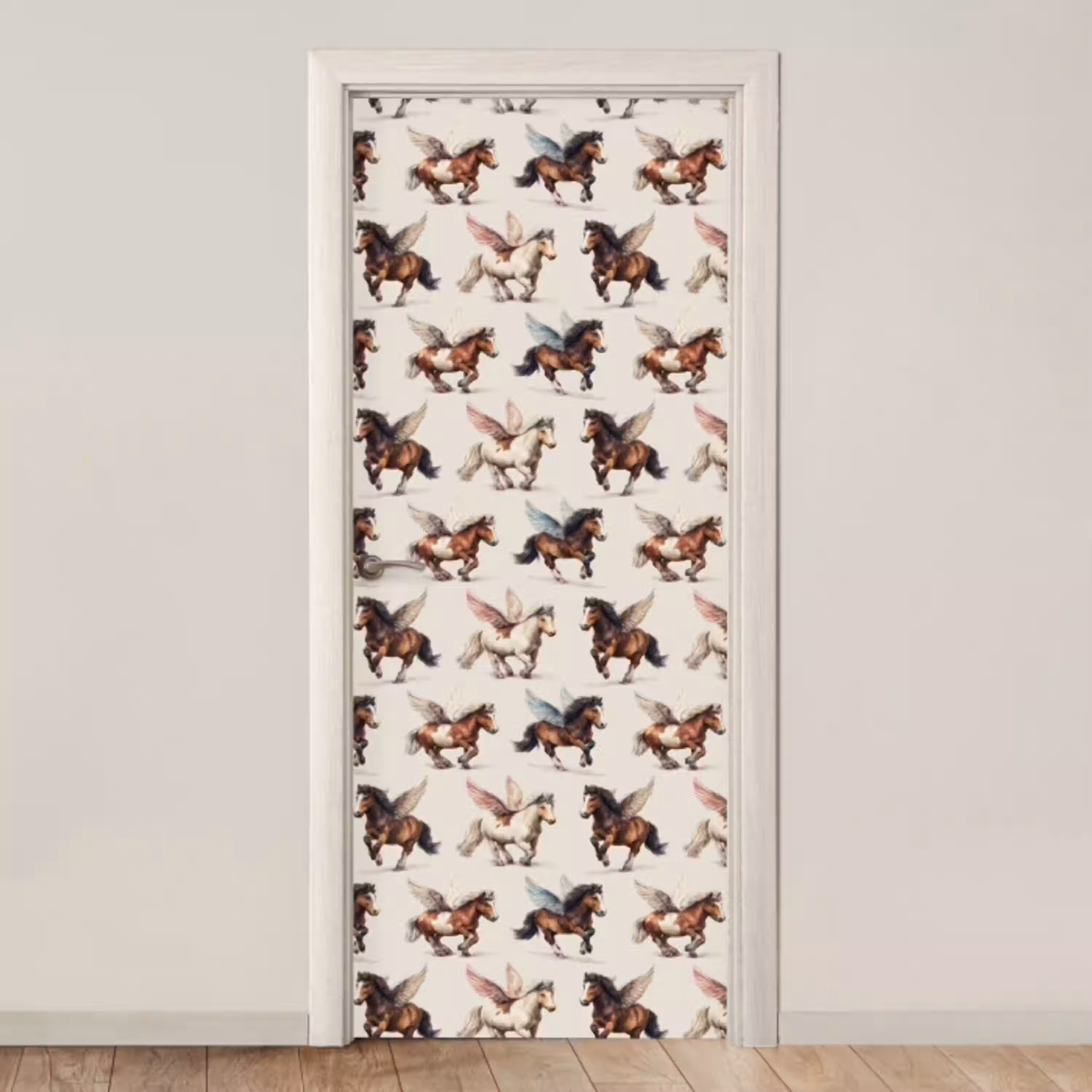 Paarden - Vleugels - Kleurrijk deurposter klein 289 -3d_beige