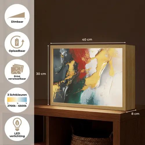 Modern - Kerst - Abstract - Goud Light Box met batterij (Wandlamp) middel -USP_websiteoverzichtNL