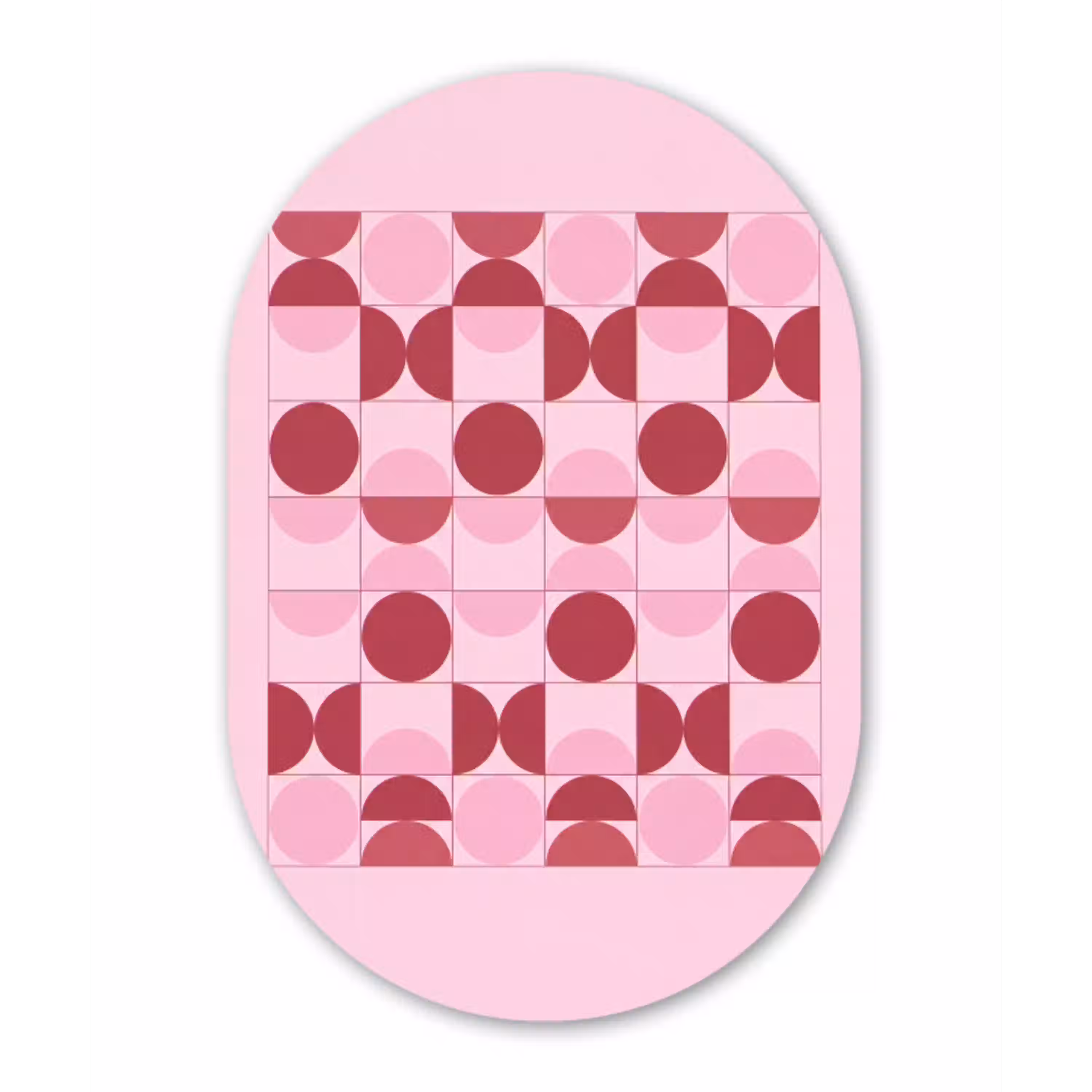 Abstract - Geometrisch - Cirkels - Roze - Modern Wandcirkel Ovaal Aluminium middel -3d