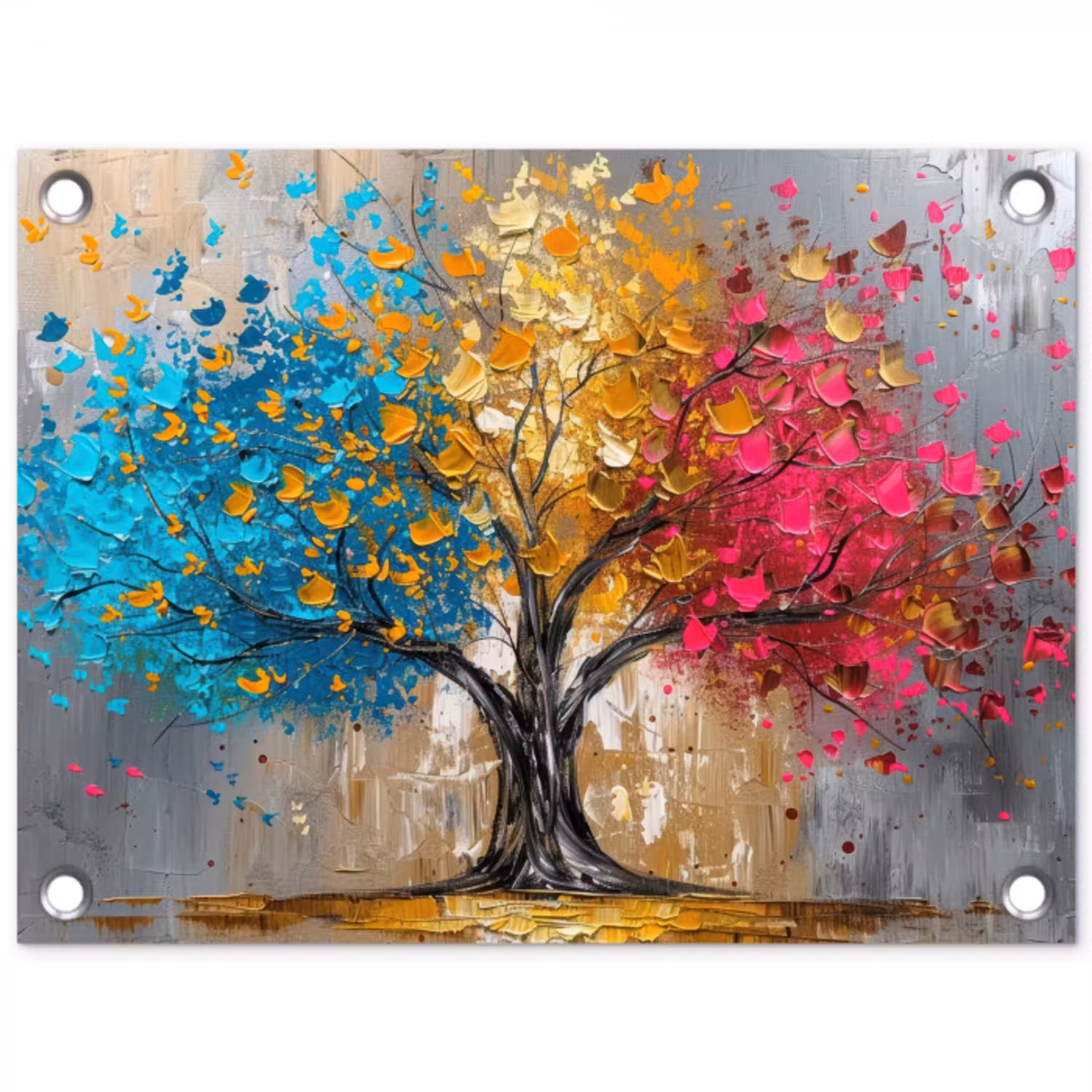 Boom - Kleurrijk - Grijs - Modern tuinposter los doek klein -3d