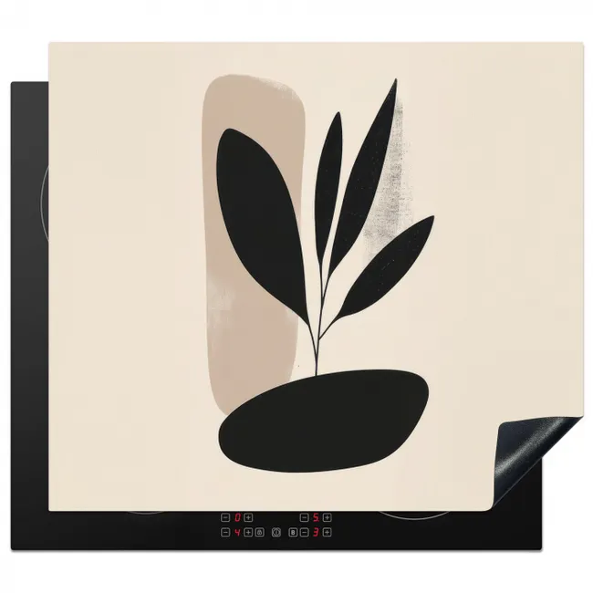 Plant - Beige - Japandi Inductie beschermer vinyl 3mm middel -3d